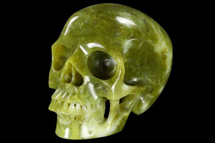 Realistic, Polished Jade (Nephrite) Skull #116489